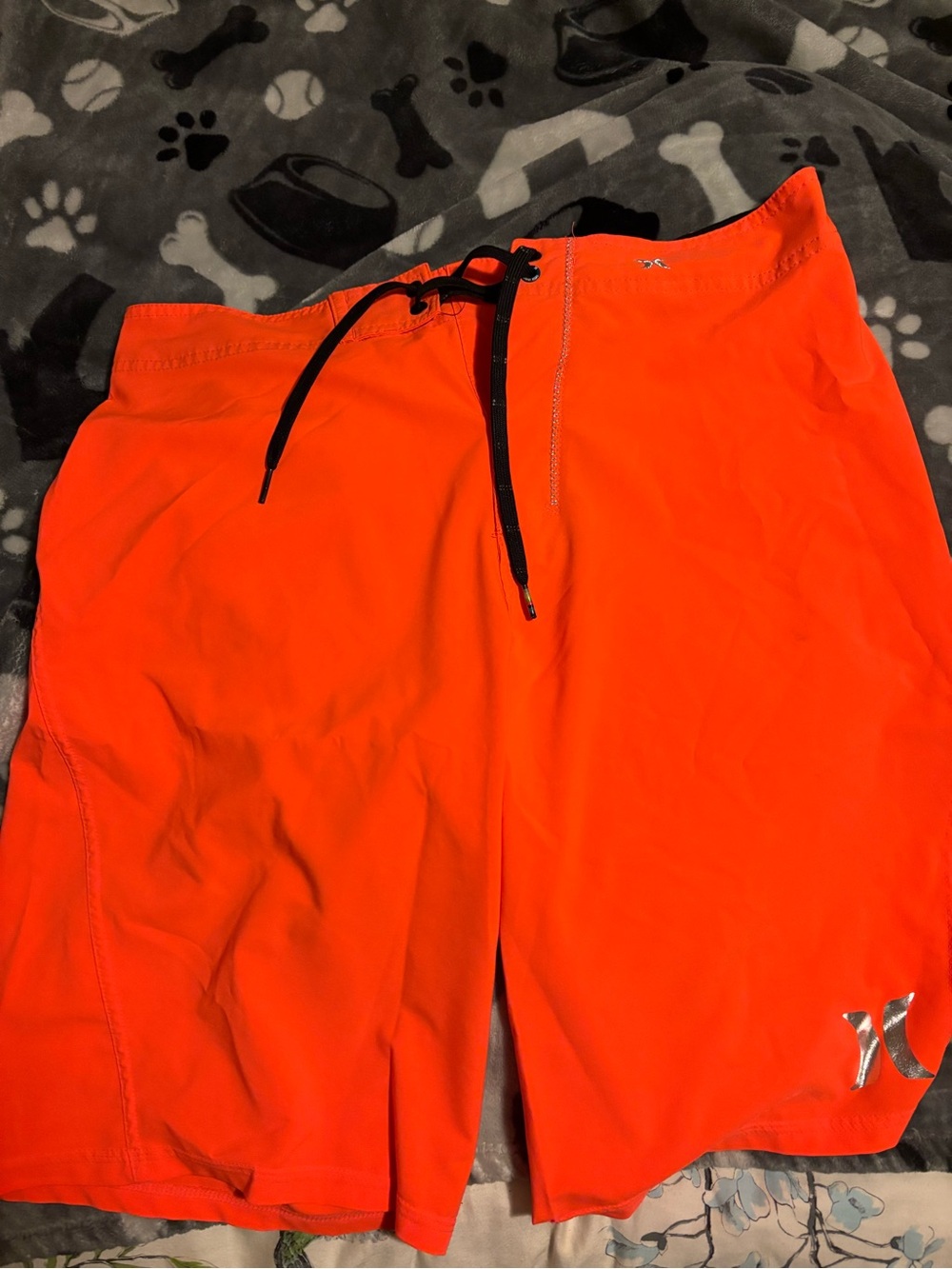 Hurley Men’s Bright Orange Boardshorts with Black Drawstring